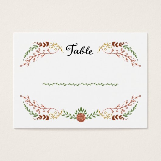 Rustic Bohemian Autumn Floral Wreath Wedding Visitekaartje (Voorkant)