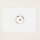 Rustic Bohemian Autumn Floral Wreath Wedding Visitekaartje (Achterkant)