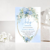 Rustic Bohemian Blue Hydrangeas Baby Shower Invite Kaart