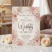 Rustic Bohemian Blush Dusty Rose Wedding Kaart