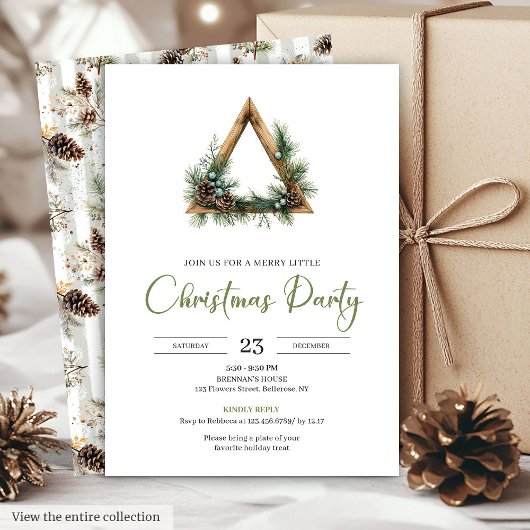 Rustic Bohemian Botanical Holiday Party Invitation Kaart