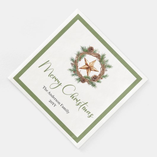 Rustic Bohemian Christmas Wreath with Pine Napkins Servet (Hoek)