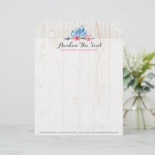 Rustic Bohemian Crystal Pareltjes & Arrow Waterver Briefhoofd (Staand voorkant)