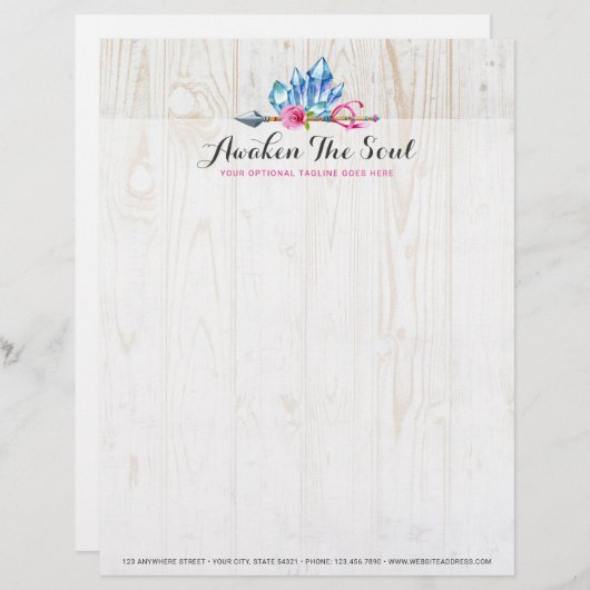 Rustic Bohemian Crystal Pareltjes & Arrow Waterver Briefhoofd (Voorkant / Achterkant)