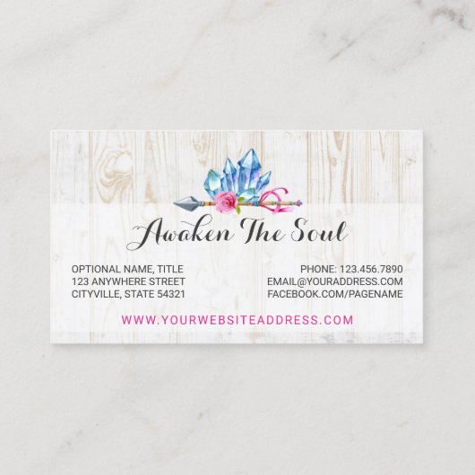 Rustic Bohemian Crystal Pareltjes & Arrow Waterver Visitekaartje (Achterkant)