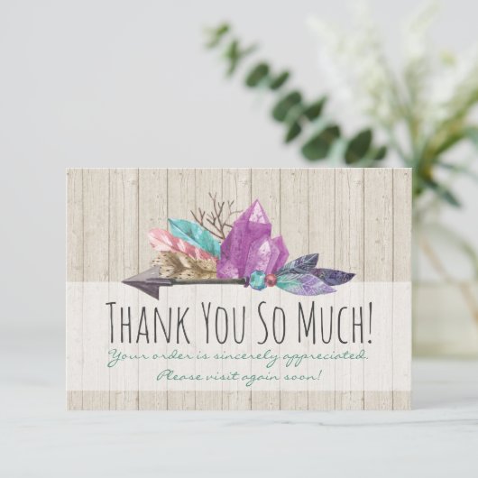 Rustic Bohemian Crystals & Arrow Waterverf Wood Aankondiging (Staand voorkant)