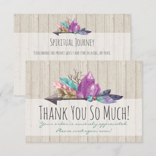 Rustic Bohemian Crystals & Arrow Waterverf Wood Aankondiging (Voorkant / Achterkant)