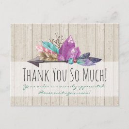 Rustic Bohemian Crystals & Arrow Waterverf Wood Briefkaart