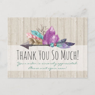 Rustic Bohemian Crystals & Arrow Waterverf Wood Briefkaart