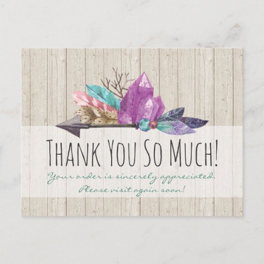 Rustic Bohemian Crystals & Arrow Waterverf Wood Briefkaart (Voorkant)