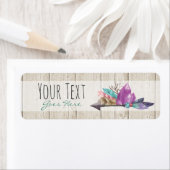 Rustic Bohemian Crystals & Arrow Waterverf Wood Etiket (Insitu)