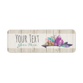 Rustic Bohemian Crystals & Arrow Waterverf Wood Etiket (Voorkant)