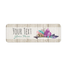 Rustic Bohemian Crystals & Arrow Waterverf Wood Etiket
