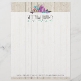 Rustic Bohemian Crystals & Arrow Waterverf Wood Persoonlijk Briefhoofd
