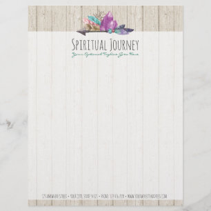 Rustic Bohemian Crystals & Arrow Waterverf Wood Persoonlijk Briefhoofd