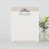 Rustic Bohemian Crystals & Arrow Waterverf Wood Persoonlijk Briefhoofd (Staand voorkant)