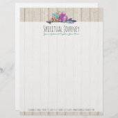 Rustic Bohemian Crystals & Arrow Waterverf Wood Persoonlijk Briefhoofd (Voorkant / Achterkant)