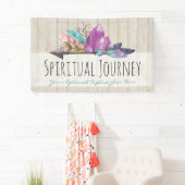 Rustic Bohemian Crystals & Arrow Waterverf Wood Spandoek (Insitu)