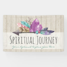 Rustic Bohemian Crystals & Arrow Waterverf Wood Spandoek