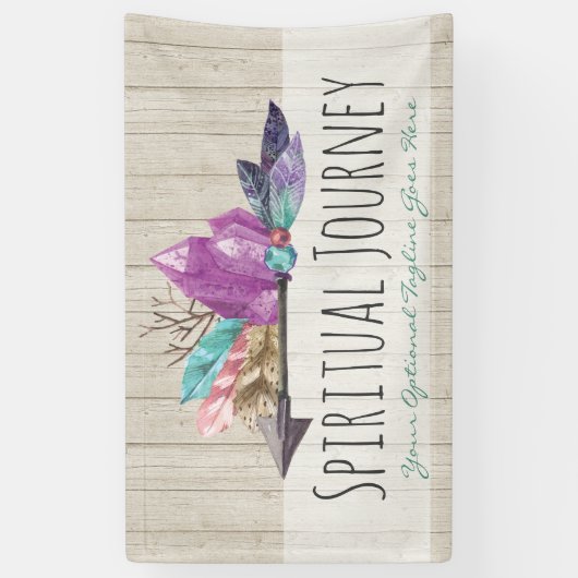 Rustic Bohemian Crystals & Arrow Waterverf Wood Spandoek (Verticaal)