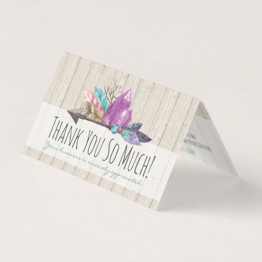 Rustic Bohemian Crystals & Arrow Wood Dank u Kaart (Voorkant)