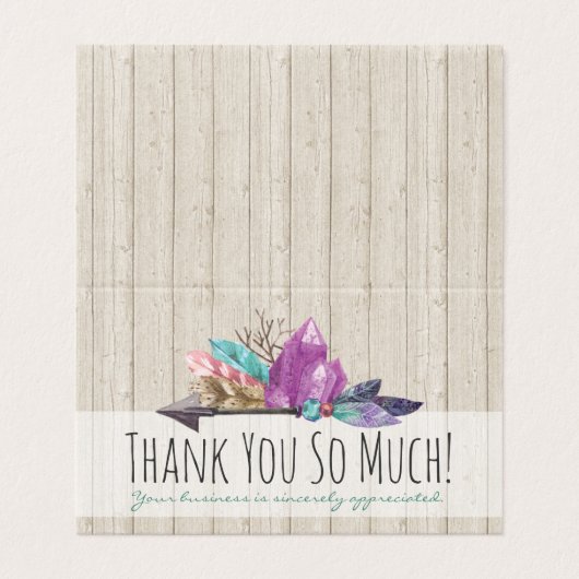 Rustic Bohemian Crystals & Arrow Wood Dank u Kaart (Buitenkant ongevouwen)