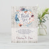 Rustic Bohemian Feathers Boho Baby shower Bedankkaart (Staand voorkant)