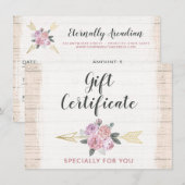 Rustic Bohemian Floral Arrow Cadeaubon Kaart (Voorkant / Achterkant)