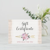 Rustic Bohemian Floral Arrow Cadeaubon Kaart (Staand voorkant)