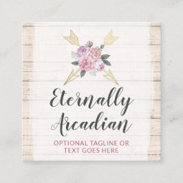 Rustic Bohemian Floral Arrows Boho Social Media Vierkante Visitekaartje