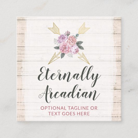 Rustic Bohemian Floral Arrows Boho Social Media Vierkante Visitekaartje (Voorkant)