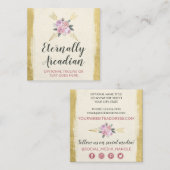 Rustic Bohemian Floral Arrows Gold Boho Social Vierkante Visitekaartje (Voorkant / Achterkant)