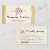 Rustic Bohemian Floral Arrows Gold Boho Social Visitekaartje (Voorkant / Achterkant)