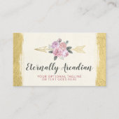 Rustic Bohemian Floral Arrows Gold Boho Social Visitekaartje (Voorkant)