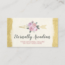 Rustic Bohemian Floral Arrows Gold Boho Social Visitekaartje