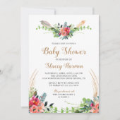 Rustic Bohemian Floral Waterverf Baby shower Kaart (Voorkant)