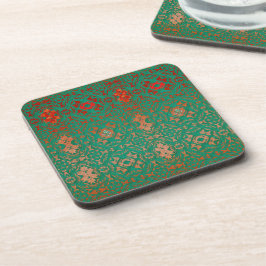 Rustic Bohemian Jade en Red Pattern Onderzetter