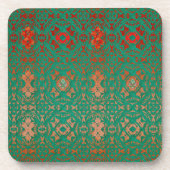 Rustic Bohemian Jade en Red Pattern Onderzetter (Voorkant)