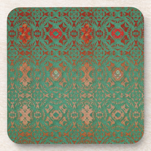 Rustic Bohemian Jade en Red Pattern Onderzetter (Voorkant)