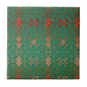 Rustic Bohemian Jade en Red Pattern Tegeltje (Voorkant)