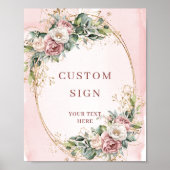 Rustic Bohemian Light Pink Flowers Custom Sign Poster (Voorkant)
