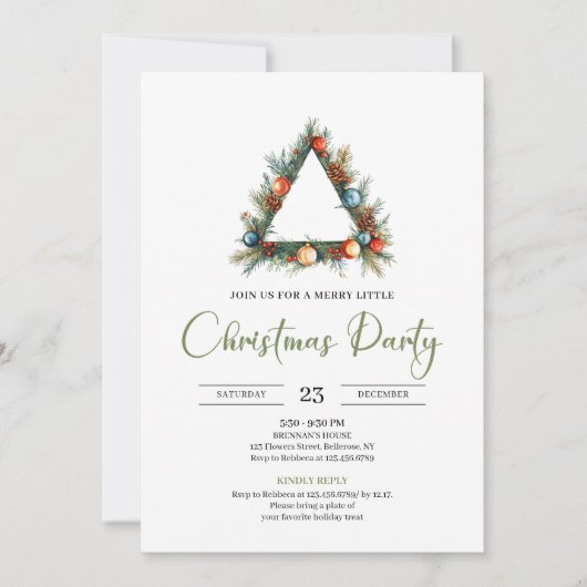 Rustic Bohemian Pine Wreath Holiday Dinner Card Kaart (Voorkant)