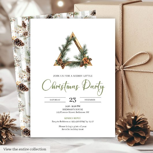 Rustic Bohemian Sage Green Holiday Dinner Invite Kaart
