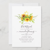 Rustic Bohemian Sunflower Bat Mitzvah Kaart (Voorkant)