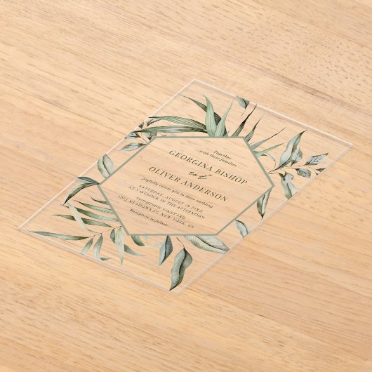 Rustic Bohemian Waterverf Greenery Autumn Wedding Acryl Uitnodigingen (Laagn)