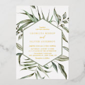Rustic Bohemian Waterverf Greenery Lijst Wedding Folie Uitnodiging (Voorkant)