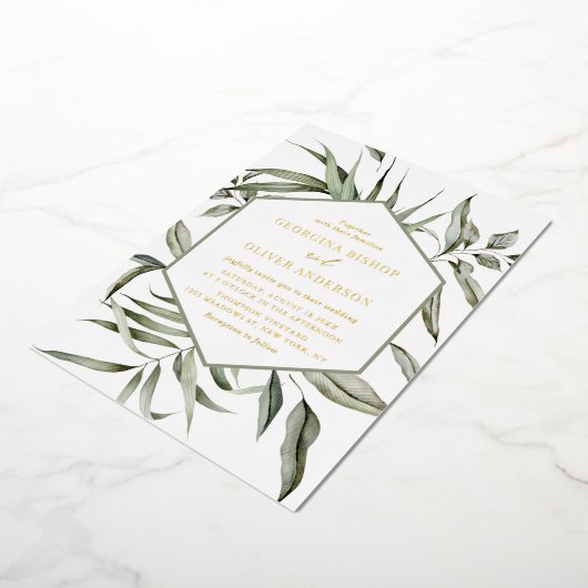 Rustic Bohemian Waterverf Greenery Lijst Wedding Folie Uitnodiging (Gedraaid)