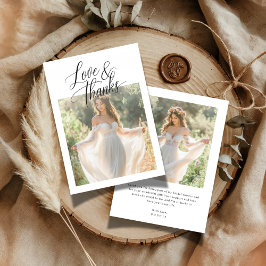 Rustic Boho 2 Foto's Love & Thanks Bruiloftsborrel Bedankkaart