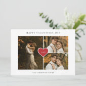 Rustic Boho 3 Foto Rode Liefde Hart Valentijnsdag Feestdagenkaart (Staand voorkant)