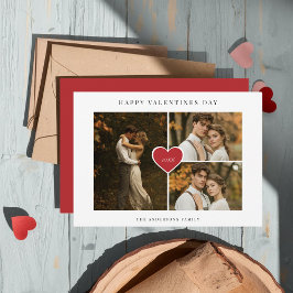 Rustic Boho 3 Foto Rode Liefde Hart Valentijnsdag Feestdagenkaart